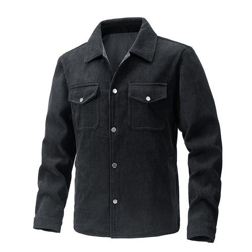 Herren Cordjacke mit Kentkragen, Brusttaschen und Druckknopfverschluss Nord Taschen