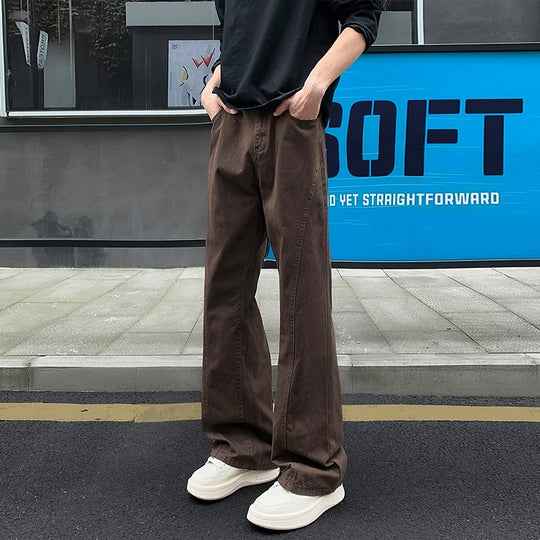 Herren Weit geschnittene Canvas-Hose mit extra weitem Bein und tiefem Schritt Nord Taschen