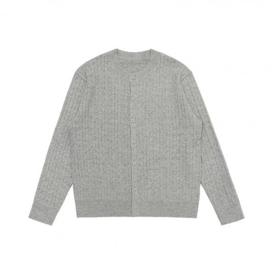 Unisex Kurz geschnittene Zopfstrick-Cardigan mit Rundhalsausschnitt und Perlmuttknöpfen Nord Taschen