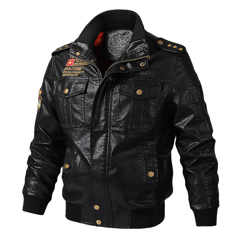 Herren Military-inspirierter Aviator-Blouson mit Schulterepauletten und Pattentaschen Nord Taschen