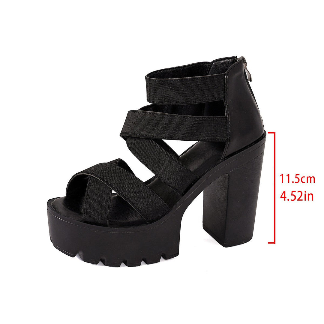Damen Plateau-Sandalen mit modischem Riemendesign und stabilem Blockabsatz