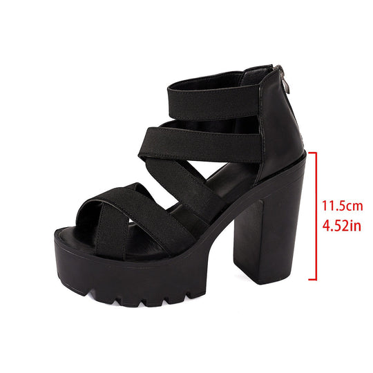 Damen Plateau-Sandalen mit modischem Riemendesign und stabilem Blockabsatz