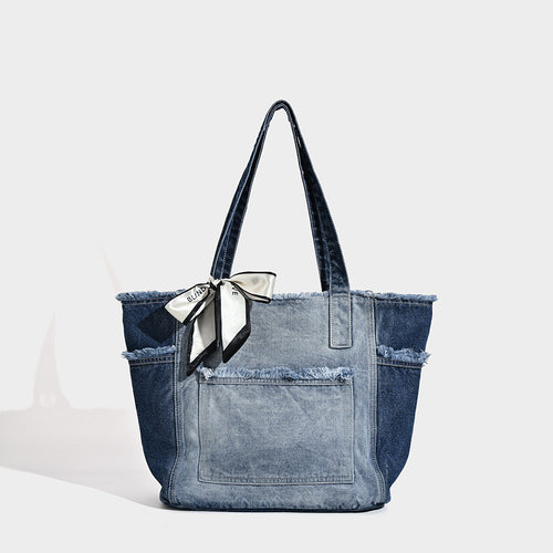 Damen Denim Tragetasche mit verspieltem Kordelzug und elegantem Design Nord Taschen