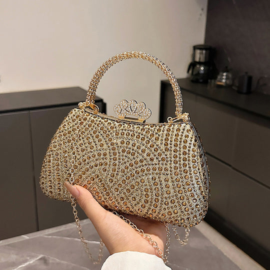 Damen funkelnde Glamour Clutch mit dekorativem Kettenhenkel Nord Taschen
