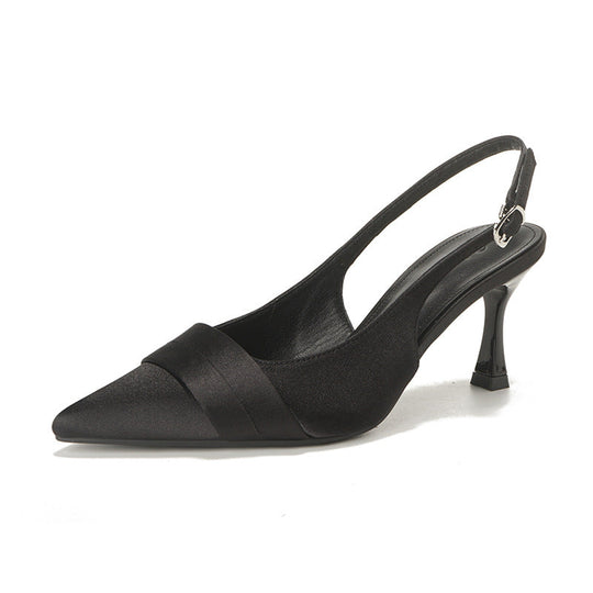 Damen Sling-Pumps mit eleganter Satin-Oberfläche und raffinierter Absatzhöhe