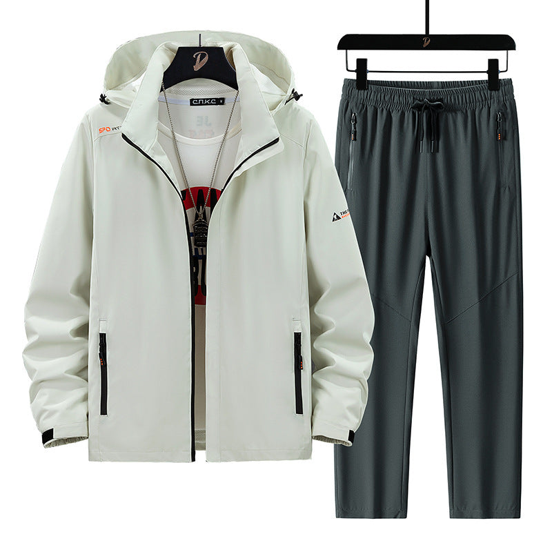 Herren Tragbare Outdoor-Jacke mit sportlichen Jogginghosen Nord Taschen