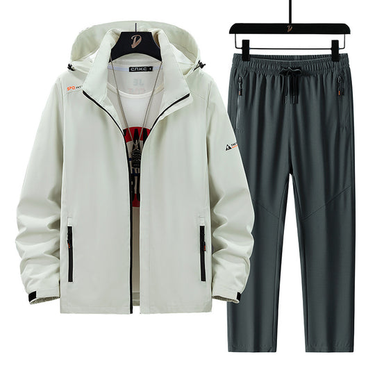 Herren Tragbare Outdoor-Jacke mit sportlichen Jogginghosen Nord Taschen