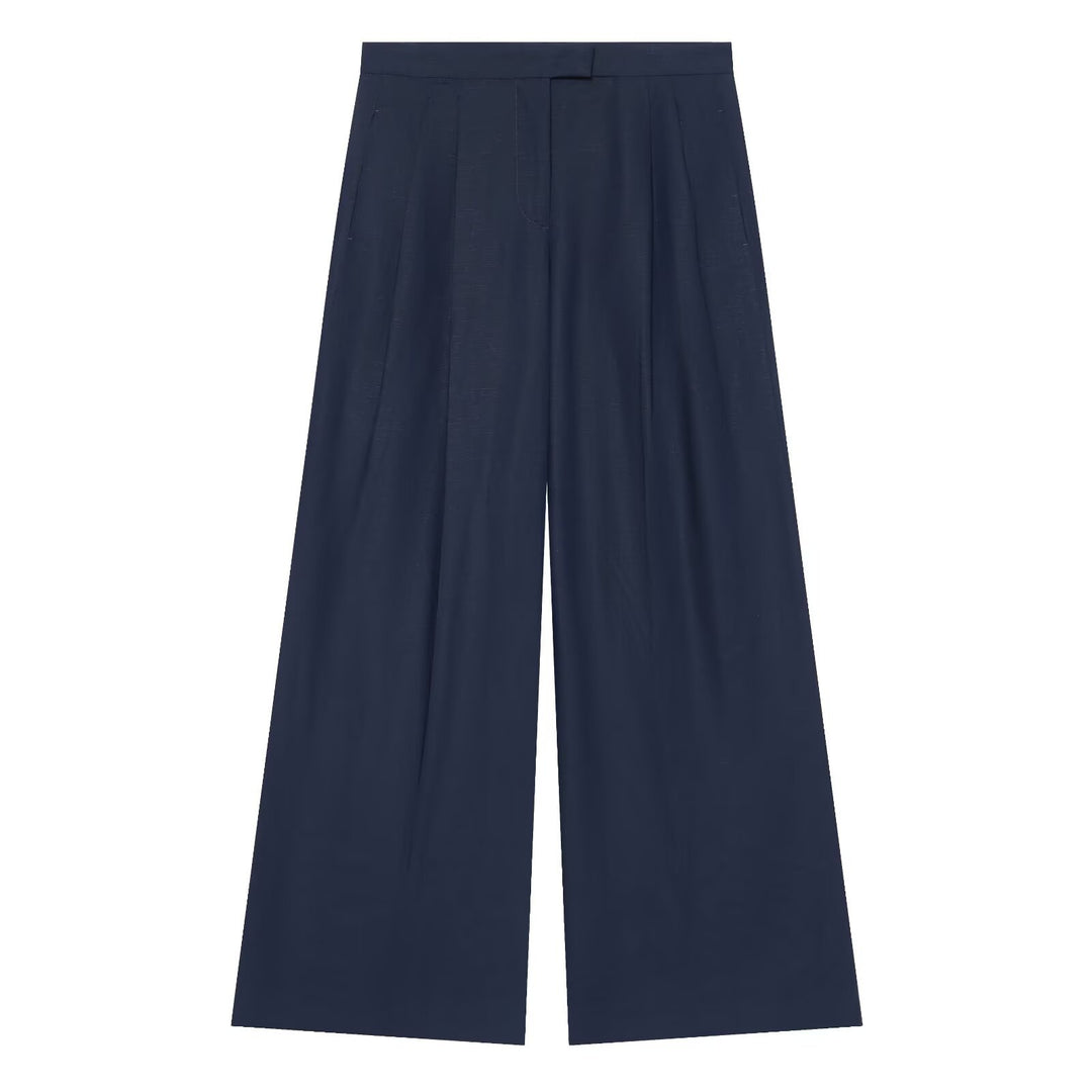 Damen Weite Bundfaltenhose mit hoher Taille und eleganten Bügelfalten Nord Taschen
