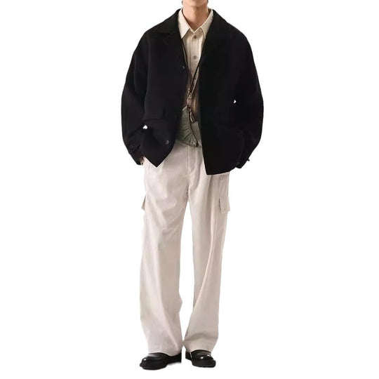 Herren Kurzjacke aus Wollmix im Oversized-Schnitt mit Umschlagkragen Nord Taschen