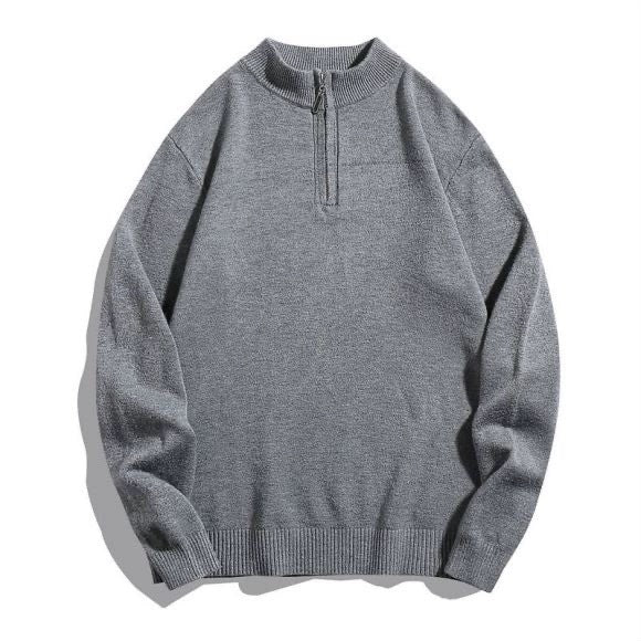 Herren Feinstrick-Halbzippullover in Merino‑Optik mit Stehkragen und gerippten Bündchen Nord Taschen
