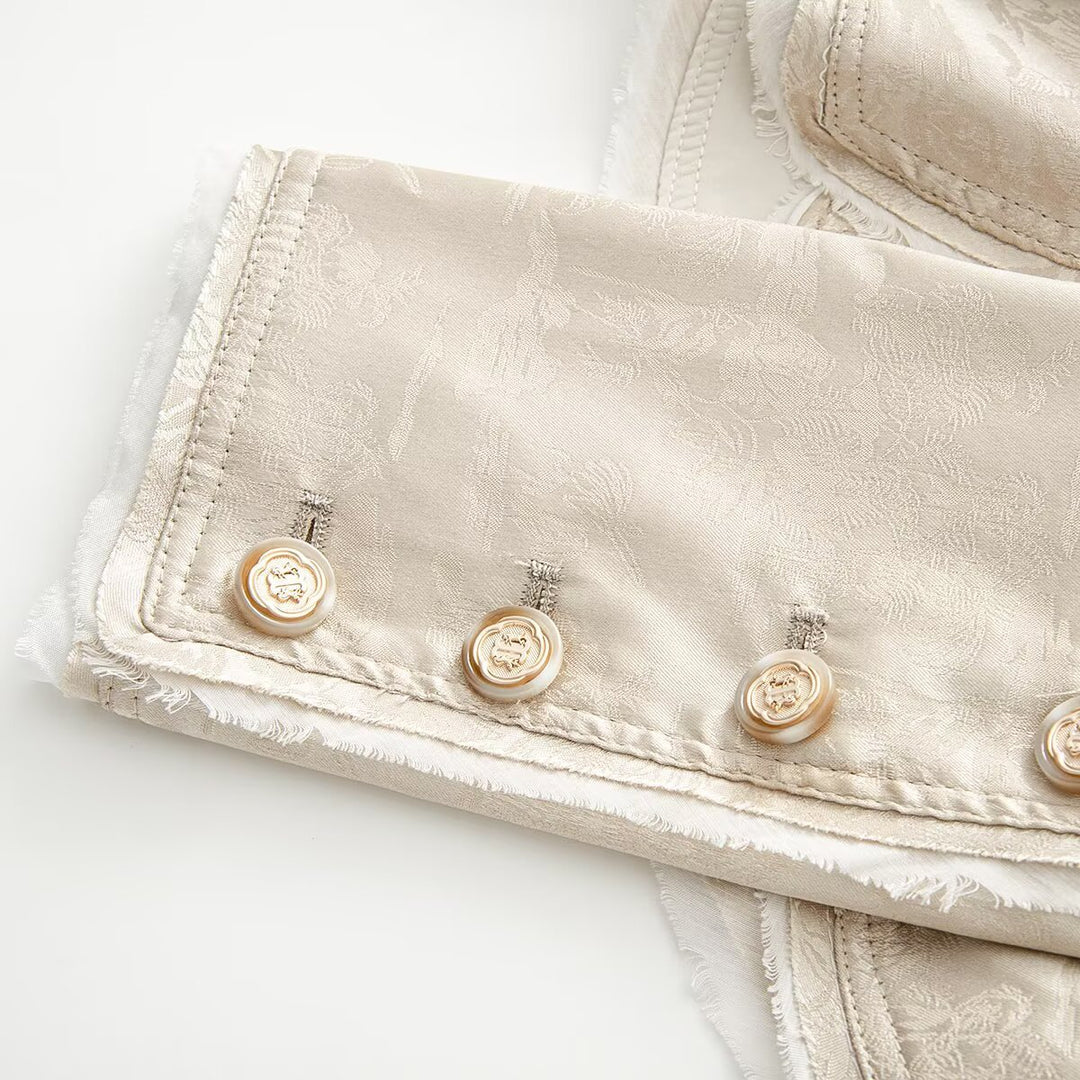Damen Ornamentale Militärjacke aus Jacquard mit asymmetrischer Zierknopfleiste Nord Taschen
