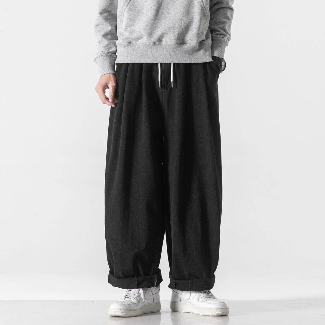 Herren Extraweite Baggy-Hose mit Tunnelzugbund und umgeschlagenem Saum Nord Taschen
