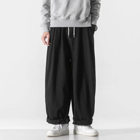 Herren Extraweite Baggy-Hose mit Tunnelzugbund und umgeschlagenem Saum Nord Taschen