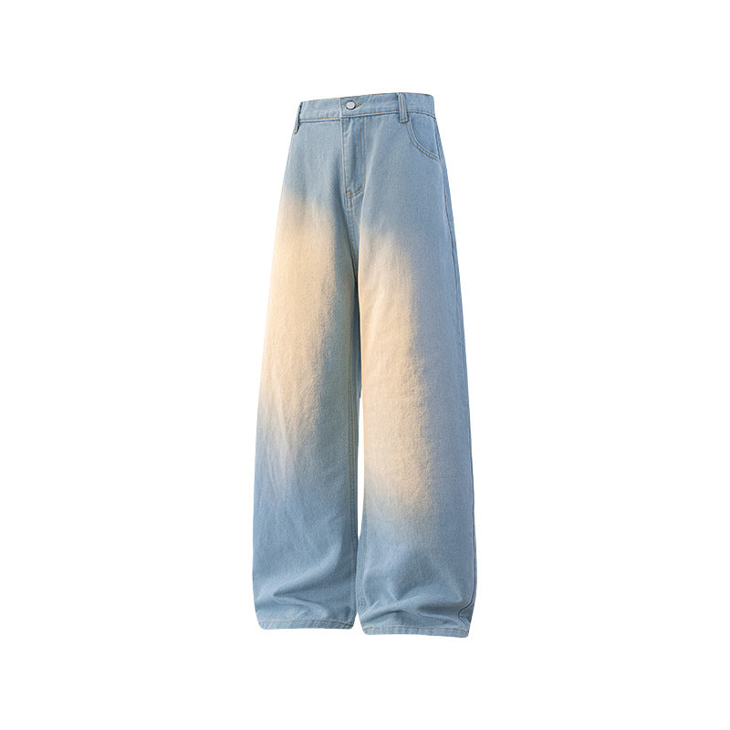 Damen High-Waist Jeans mit weitem Bein, geradem Schnitt und elastischem Bund Nord Taschen