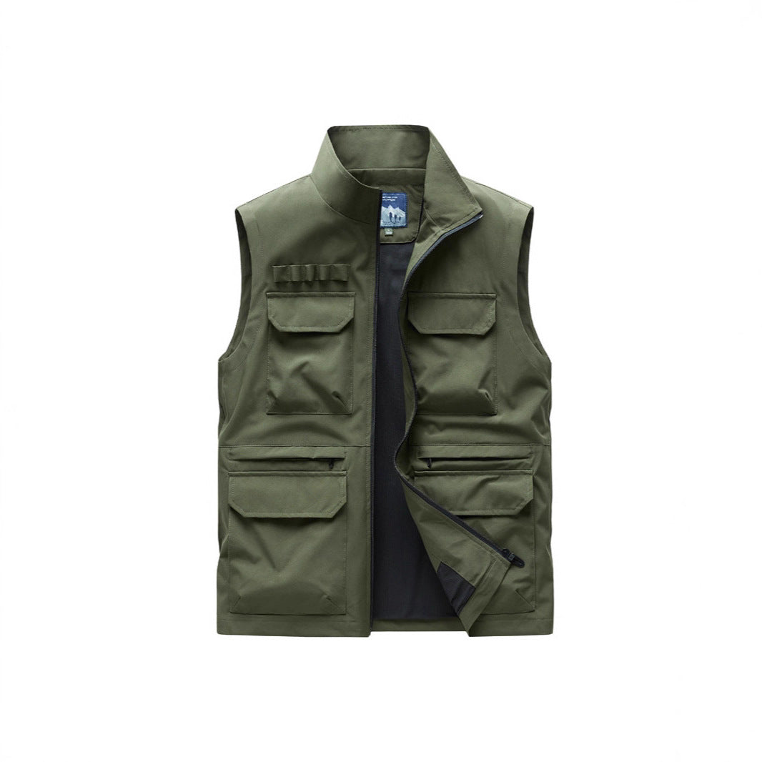 Herren Outdoor-Utilityweste mit acht Multifunktionstaschen, robustem Baumwollmix und Windschutzkragen Nord Taschen