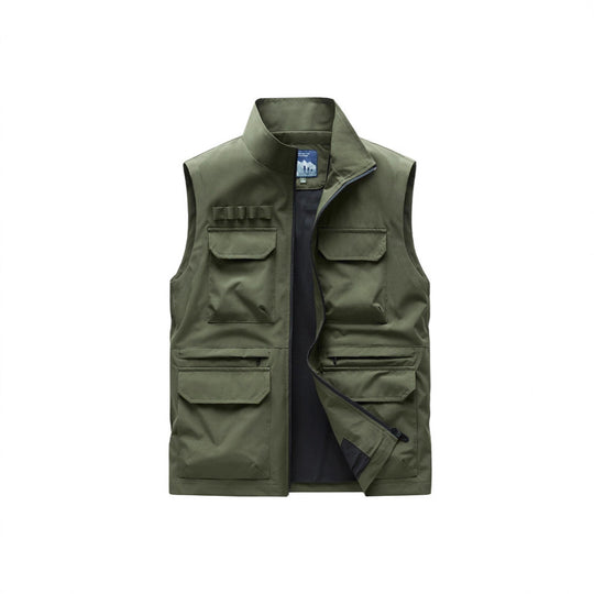 Herren Outdoor-Utilityweste mit acht Multifunktionstaschen, robustem Baumwollmix und Windschutzkragen Nord Taschen
