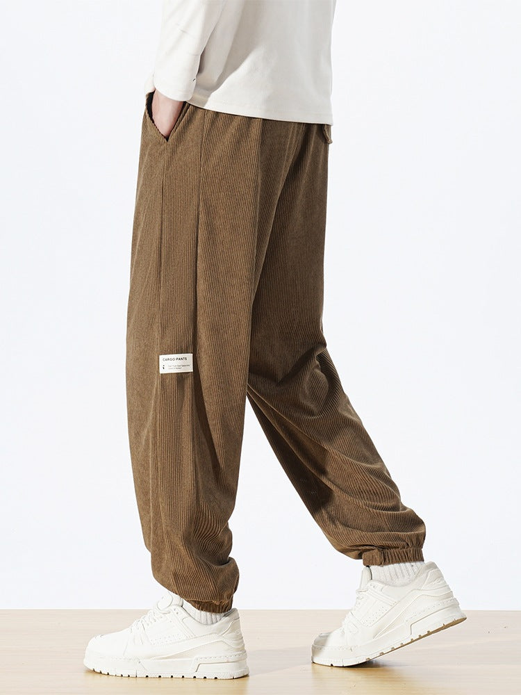 Herren Relaxed-Fit Cord-Jogginghose mit Tunnelzug, elastischen Knöchelbündchen & Cargo-Detail Nord Taschen