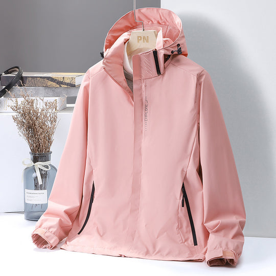 Damen leichte wasserabweisende Kapuzenjacke mit atmungsaktiver Membran und verdecktem Reißverschluss Nord Taschen