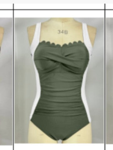 Damen Einteiler Schwimmanzug mit dekorativen Falten Nord Taschen