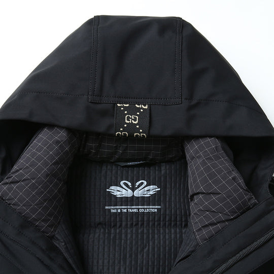 Herren Softshell-Parka mit gesteppter Thermofütterung und Kapuze Nord Taschen