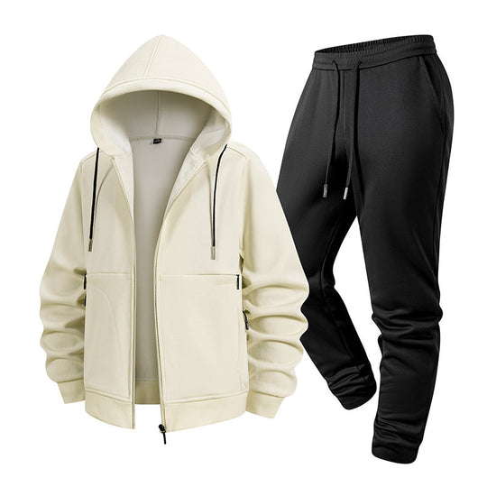 Herren Zweiteiliges Kapuzen-Trainingsset aus Thermofleece mit Reißverschluss-Hoodie und konischer Jogginghose Nord Taschen