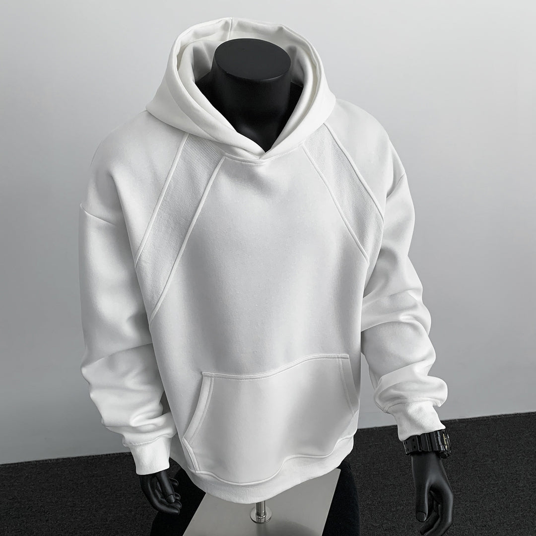 Herren Oversize-Kapuzenpullover mit diagonalem Einsatz und Kängurutasche Nord Taschen