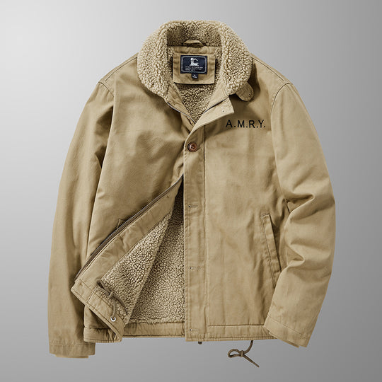 Herren Canvas-Arbeitsjacke mit Sherpa‑Futter, Thermo‑Innenlage und Kordelzugsaum Nord Taschen
