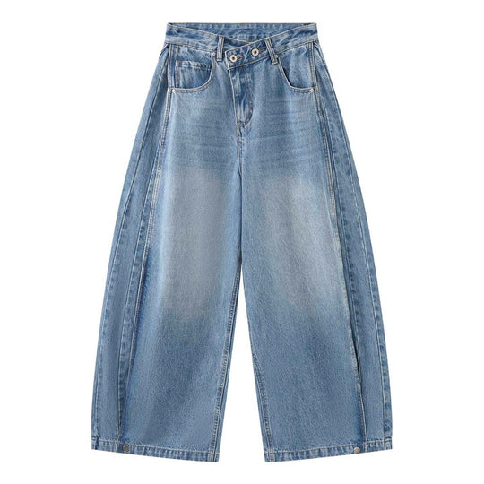 Damen Weite Jeanshose mit hohem Bund, tiefem Schritt und weitem Bein Nord Taschen