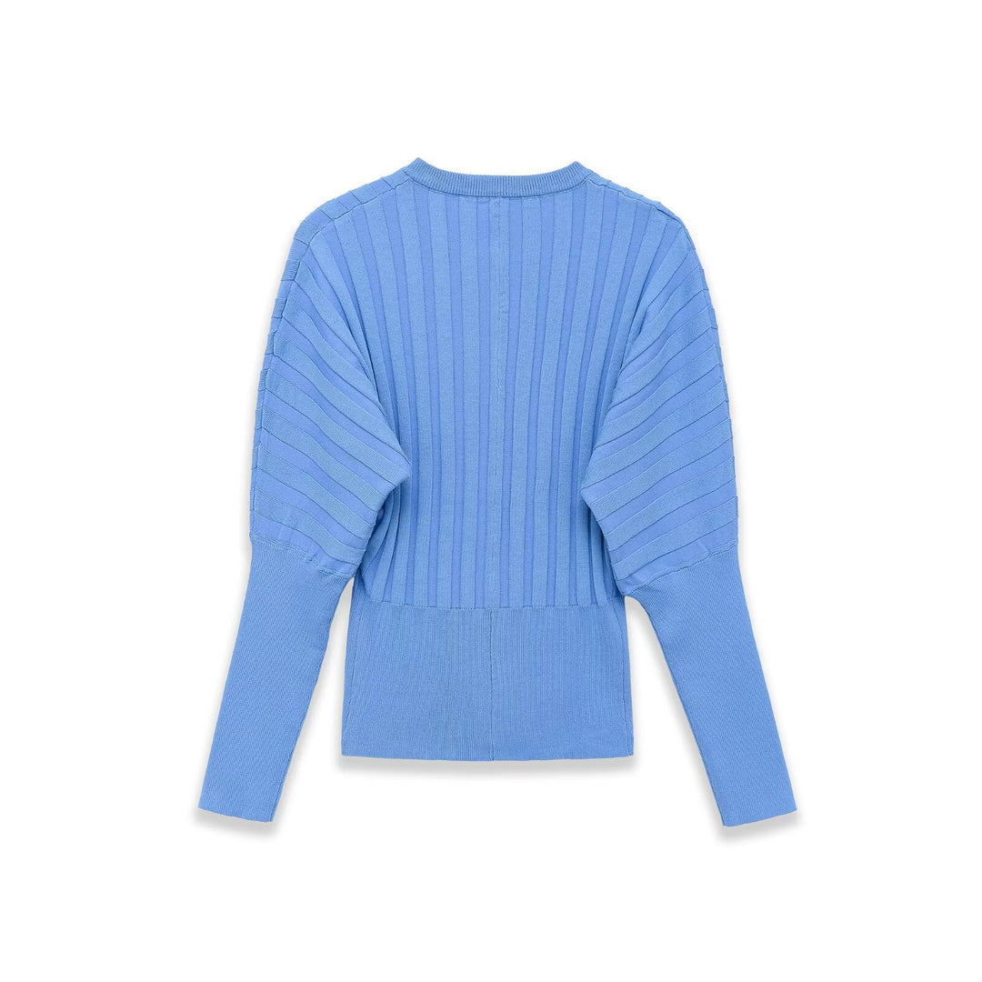 Damen Gerippte Strick-Cardigan mit Ballonärmeln und durchgehender Knopfleiste Nord Taschen