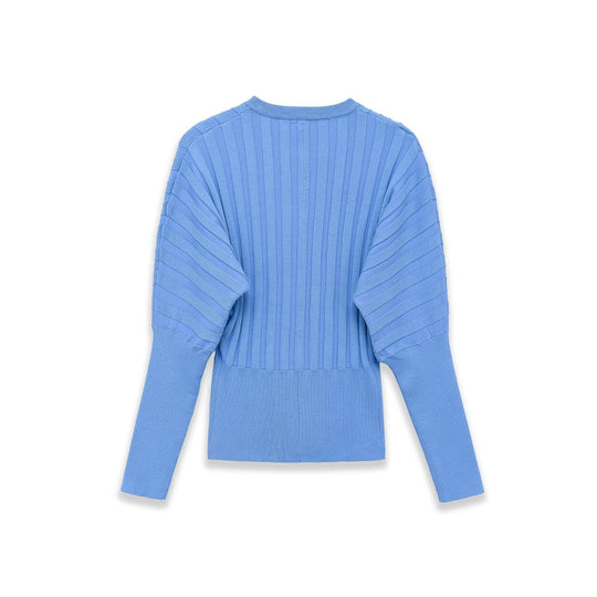 Damen Gerippte Strick-Cardigan mit Ballonärmeln und durchgehender Knopfleiste Nord Taschen