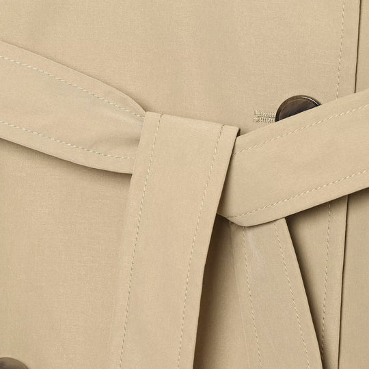 Damen Doppelreihiger Trenchcoat mit abnehmbaren Cape-Ärmeln und Taillengürtel Nord Taschen