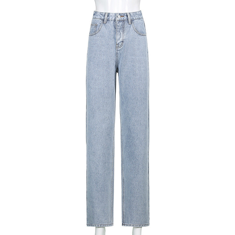 Damen hochgeschnittene Denim-Jeans mit geradem Bein, extra Länge und relaxed-fit Silhouette Nord Taschen