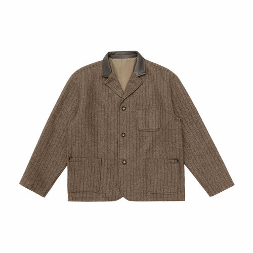 Herren Glencheck-Blousonjacke mit Lederkragen und großen Pattentaschen Nord Taschen