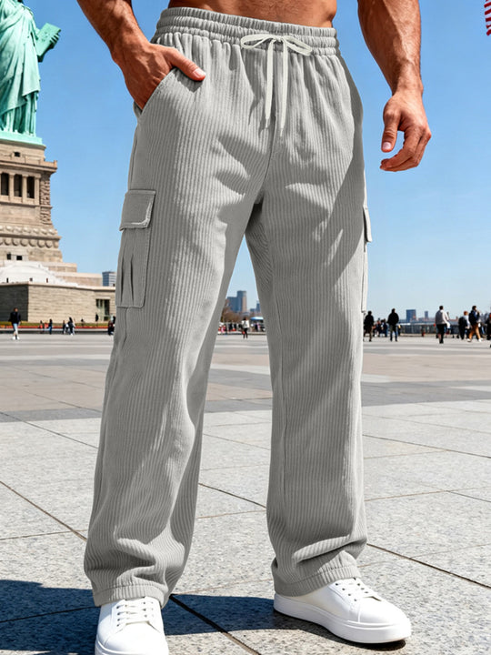 Herren Gerippte Cargo-Freizeithose mit Tunnelzug und Elastikbund Nord Taschen