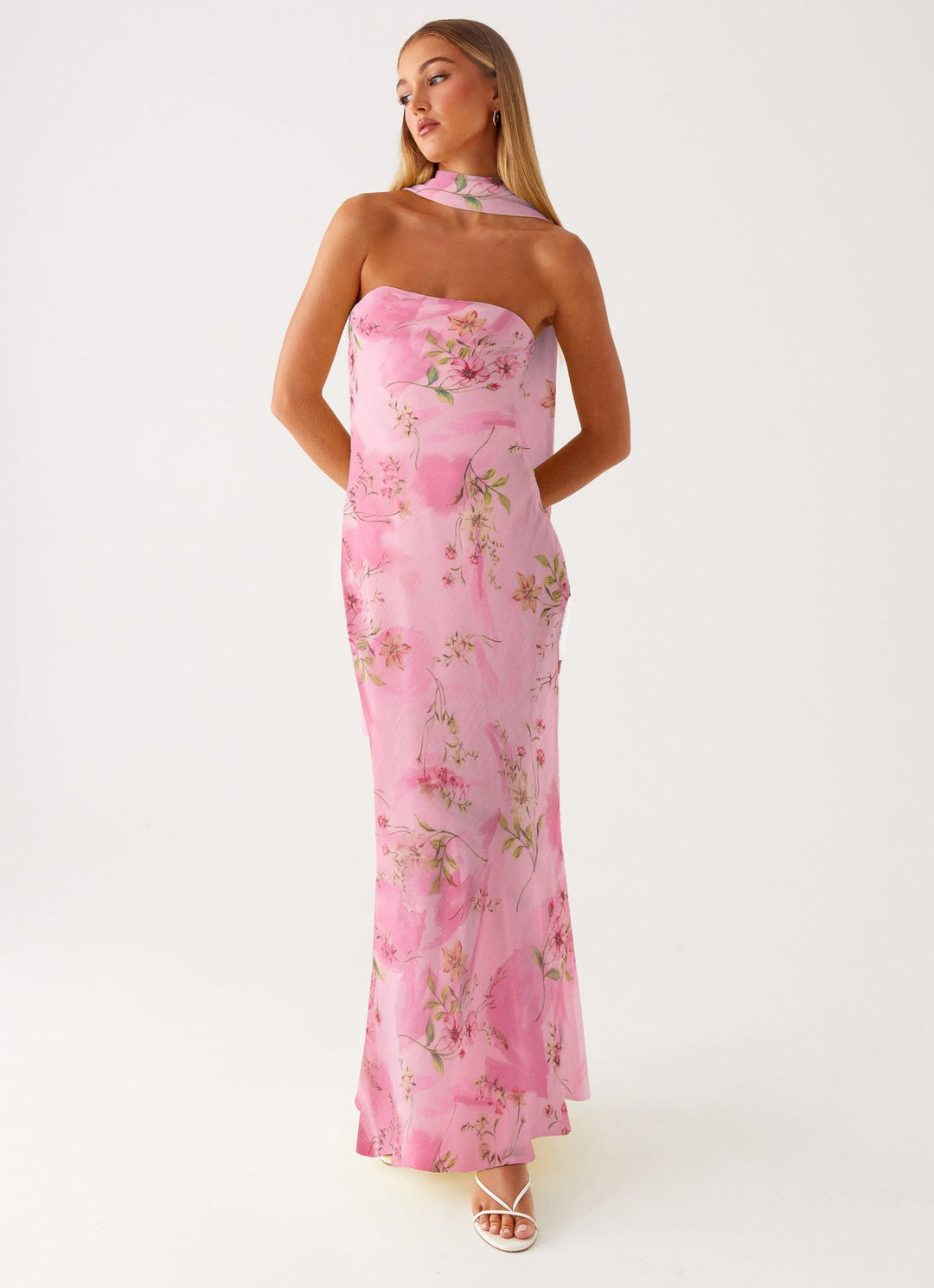 Damen Elegantes Langarm Abendkleid im Blumendesign - Vittorelli