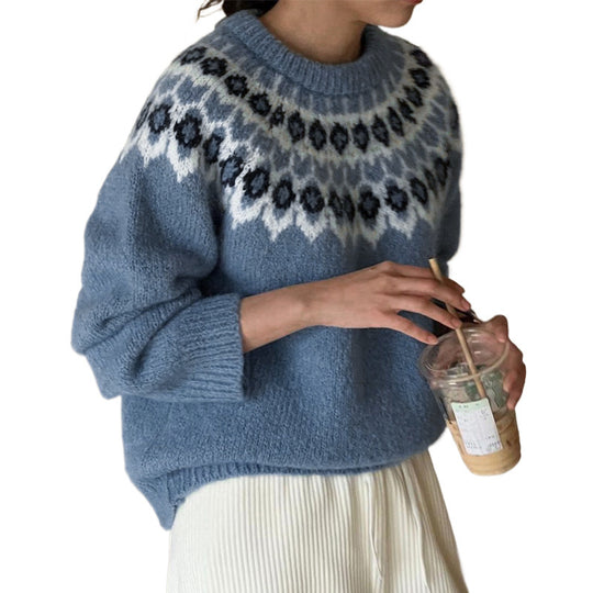 Damen Gemusterter Strickpullover mit Norweger-Motiv Nord Taschen