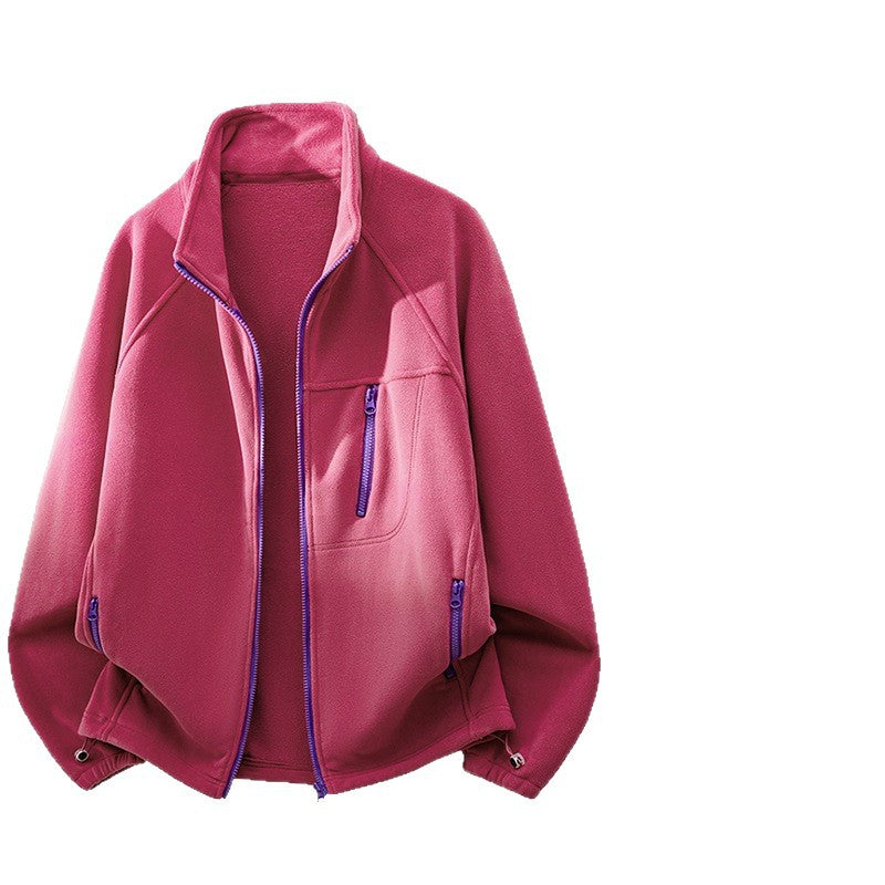 Unisex Leichte Fleecejacke mit Stehkragen, Raglanärmeln und multiplen Reißverschlusstaschen Nord Taschen