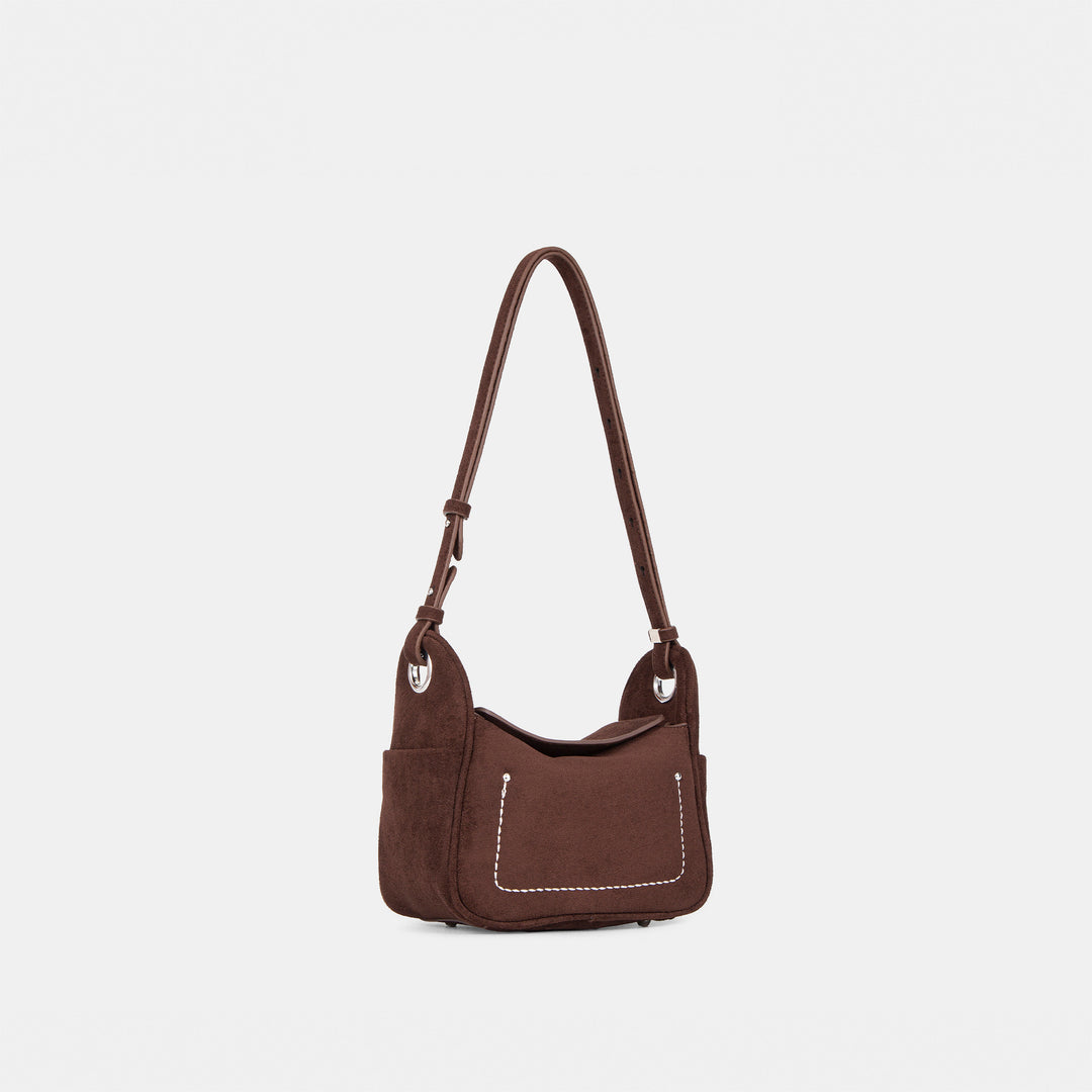 Damen modische Umhängetasche aus geschmeidigem Wildleder mit elegantem Stickmuster Nord Taschen