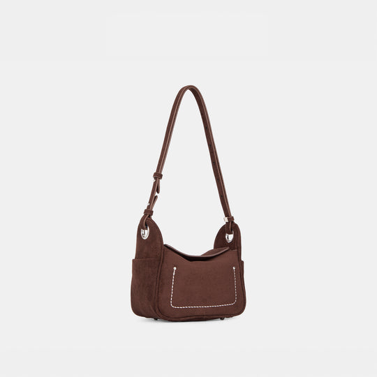 Damen modische Umhängetasche aus geschmeidigem Wildleder mit elegantem Stickmuster Nord Taschen