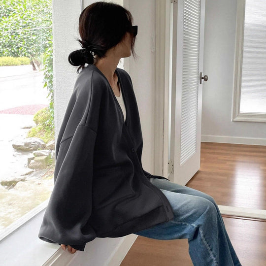 Damen Lässiger Oversized Cardigan Nord Taschen