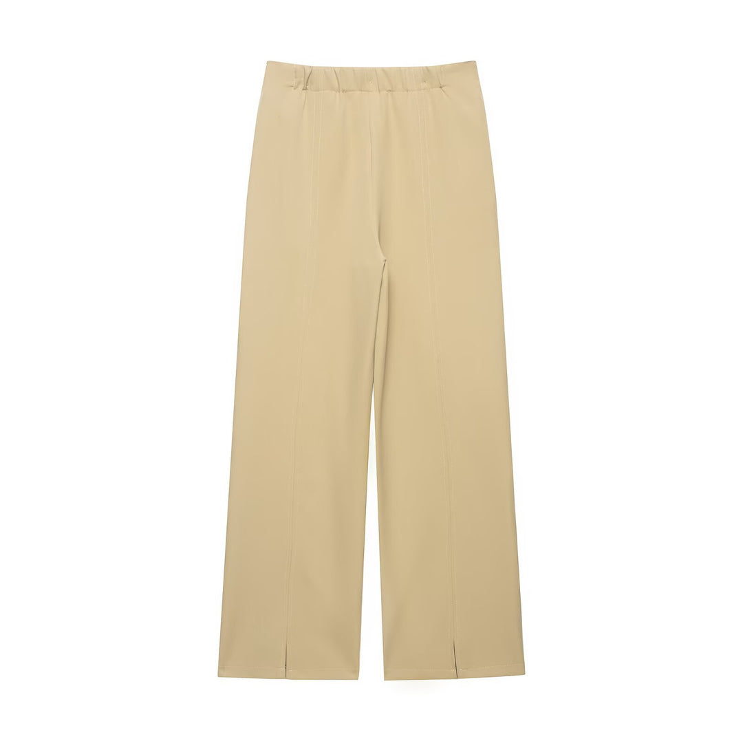 Damen Hochtaillierte weite Hose mit Cut-Out‑Kniepartie und Ziernähten Nord Taschen