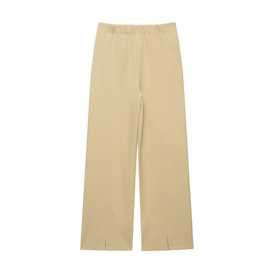 Damen Hochtaillierte weite Hose mit Cut-Out‑Kniepartie und Ziernähten Nord Taschen
