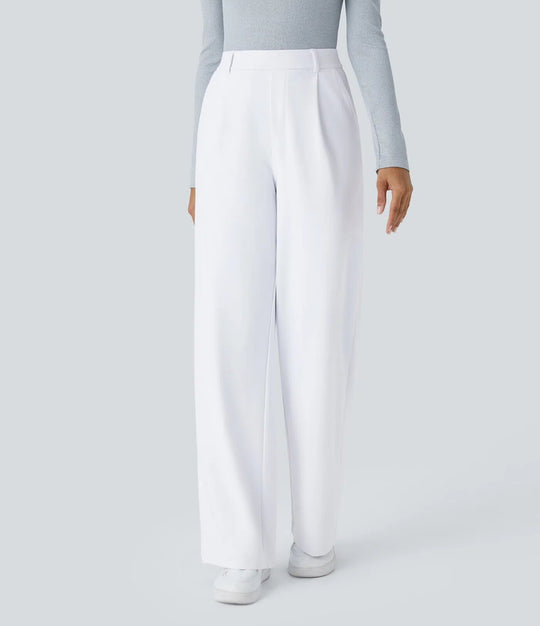 Damen Weite High‑Waist Palazzo‑Hose mit Bundfalten und Eingrifftaschen Nord Taschen