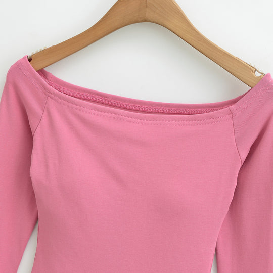 Damen Enganliegendes Off-Shoulder Longsleeve aus Stretch-Jersey Nord Taschen