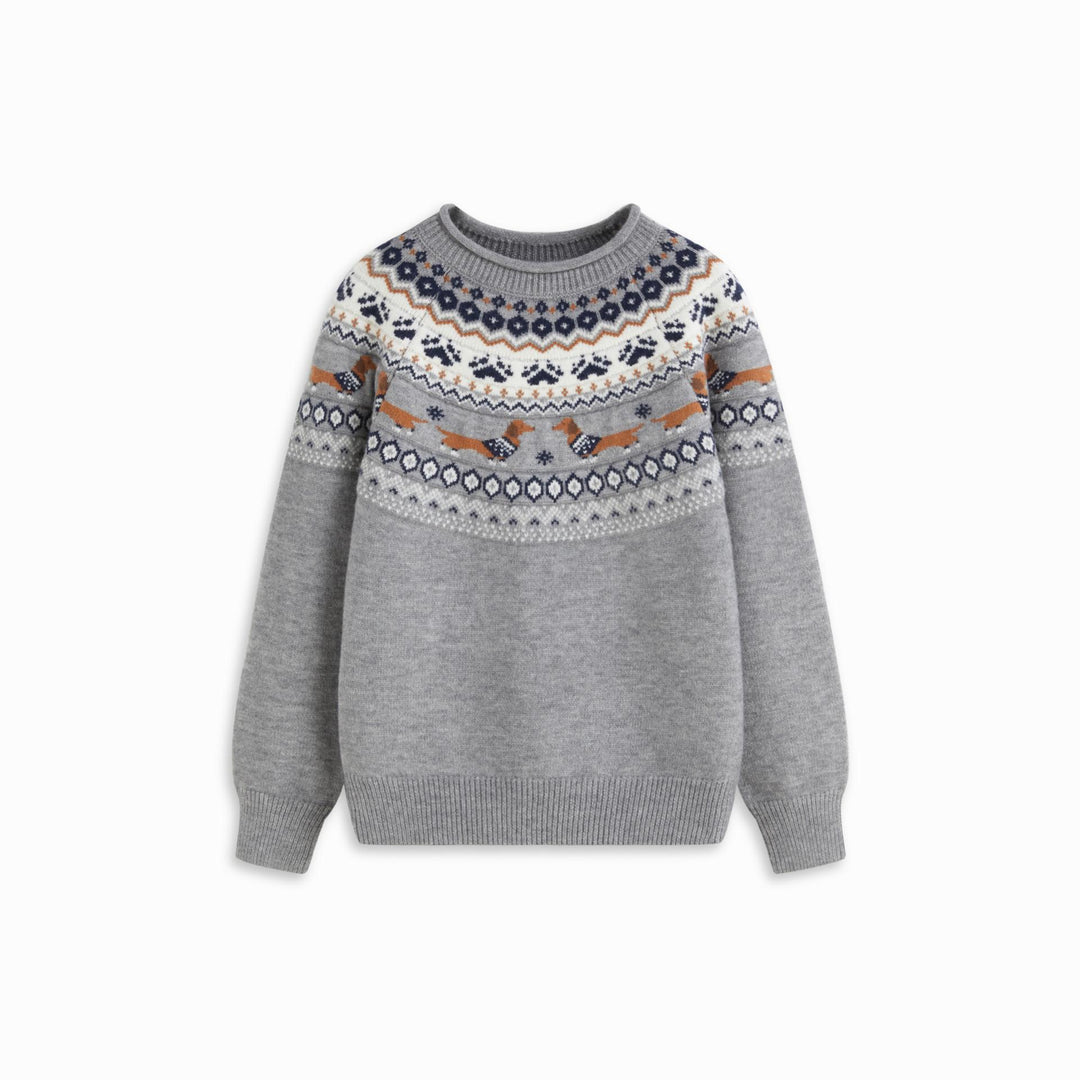 Damen Gemusterter Pullover mit Rundhalsausschnitt Nord Taschen