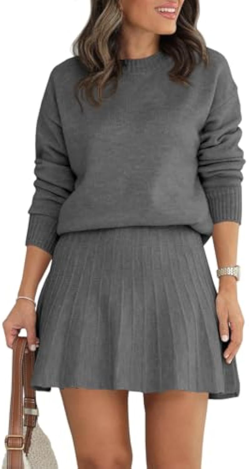 Damen Modisches Strickpullover und Rock-Set Nord Taschen