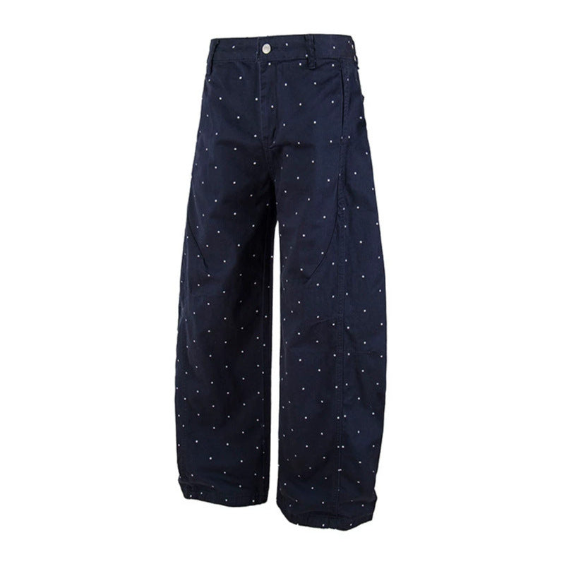 Damen High‑Waist Palazzo‑Hose im Culotte‑Stil mit weitem Bein und dezentem Punktmuster Nord Taschen