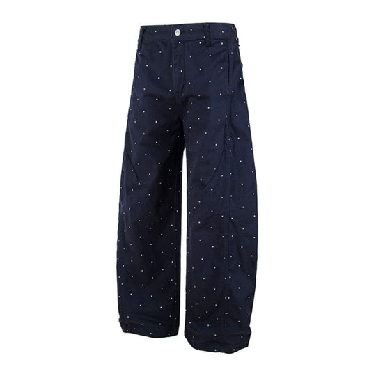 Damen High‑Waist Palazzo‑Hose im Culotte‑Stil mit weitem Bein und dezentem Punktmuster Nord Taschen