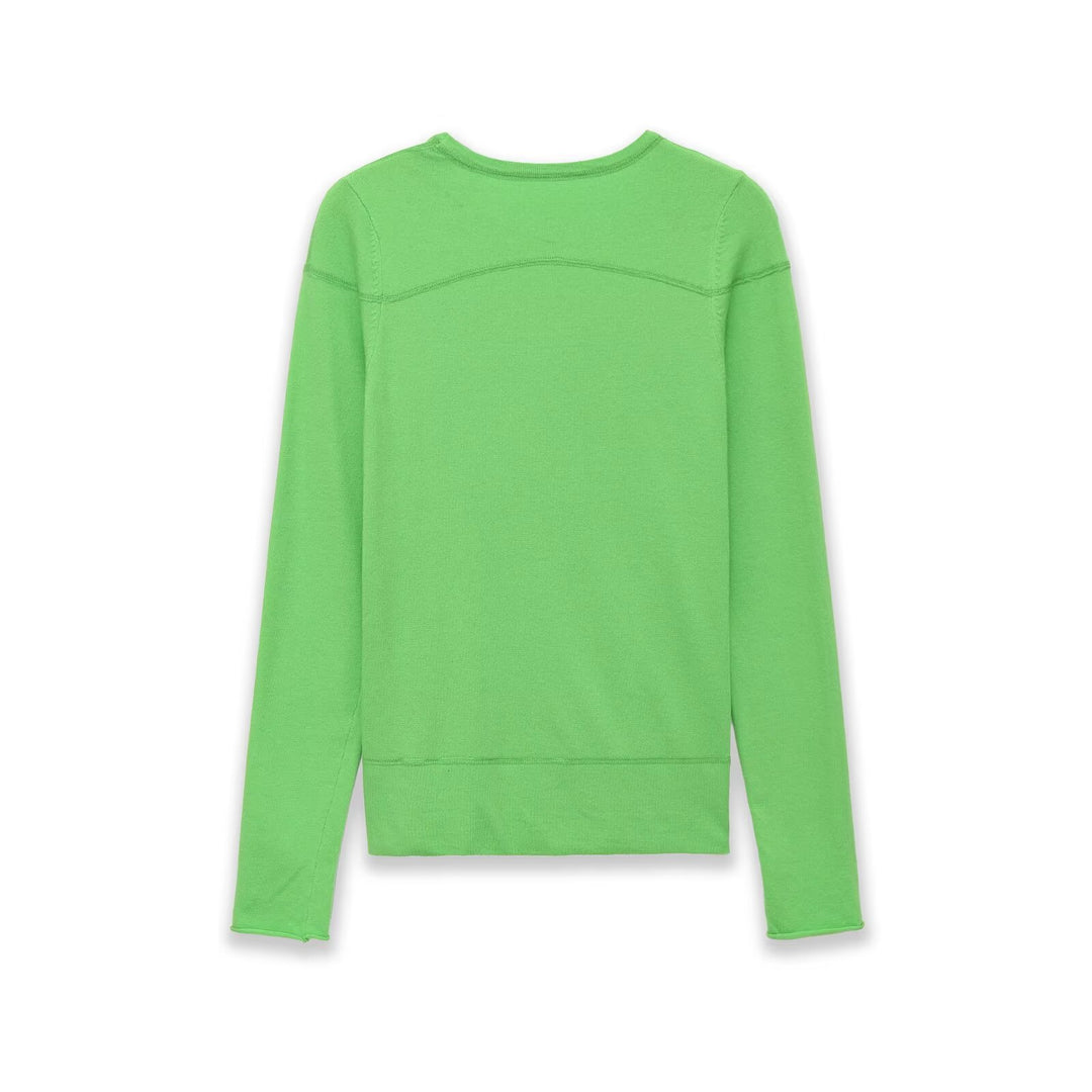 Damen Leichter Feinstrickpullover mit Rundhalsausschnitt und dekorativen Nahtdetails Nord Taschen