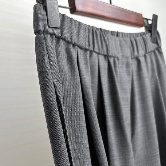 Damen Weite High-Waist Stoffhose mit Gummibund und geradem Bein Nord Taschen
